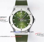  Swiss Replica Hublot Classic Fusion Green Rubber Strap Titanium Case 42MM Watch 